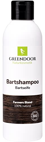 GREENDOOR vegane Natur Bart-Seife 200ml, natürliches Bio Bartshampoo ohne Silikone Sulfate Parabene, Naturkosmetik biologisch abbaubar Bartpflege