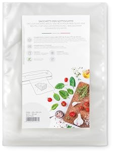 Magic Vac, 50 Vakuumbeutel 25x35, Ideal für Gefrierschrank, Kühlschrank, Auftauen in der Mikrowelle, Kochen, Vakuumgaren im Ofen oder Dampfgarer, Ohne Etikett, Zertifiziert, Made in Italy