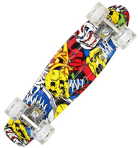 Skateboard, 22 Pulgadas ABS Patinetas Mini Retro Longboard Plástico 72MM Alta Elasticidad Resistencia al Desgaste 4 Ruedas Monopatín Completo Deporte al Aire Libre para Niños Adolescentes y Adultos