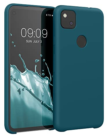 kwmobile Handyhülle für Google Pixel 4a Hülle - Case Silikon - Kabelloses Laden - Schutzhülle Cover in Petrol matt