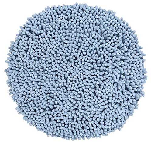 PANA® Premium Chenille Badematte rund (Ø 56 cm) • Runder Badteppich aus besonders weichen Fasern • Saugstark & waschbar • Duschvorleger, Badvorleger, Badezimmerteppich • Farbe: Hellblau
