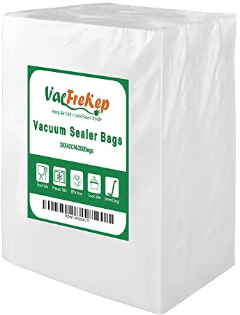 VacFreKep 200 Beutel 28x40cm Vakuumier Beutel Vakuumbeutel für Lebensmittel,BPA-Frei Sous Vide Vakuumierbeutel für Vakuumierer und Folienschweißgeräte Geeignet