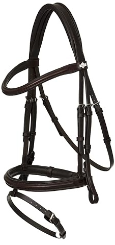 LeMieux Arika Flash Bridle - Lightly Padded Anatomical Noseband - Soft Supple Oiled Leather - Brown/Silver - Full