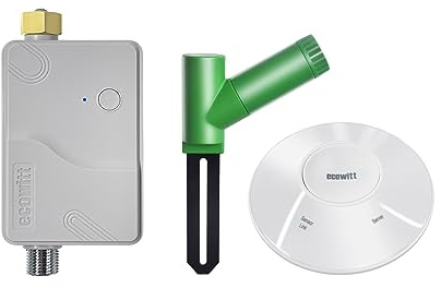 ECOWITT Trädgårdssprinkler bevattningstimer WFC01, automatisk bevattningstimer, droppbevattningssystem, självvattningssystem för växter med vattentät kontroll vattentimer + nav GW2000 + WH51