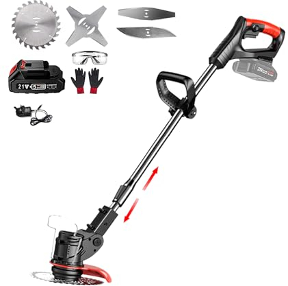 ZREBZYR Coupe Bordure Sans Fil Avec Batterie 21v,Debrouissalleuses Batterie Avec Batterie Et 3 Types De Lames,Debrouissalleuses Multifonction Pour La Coupe De Jardin, Pelouses Et Terres Agricoles