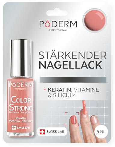Nagelhärdare Lack BIOTIN SILICIUM KERATIN - Stärker & Reparerar skadade, försvagade, sköra naglar från semipermanent, åldrande - Korall - Händer & Fötter - Swiss Made
