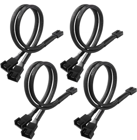 KUOQIY 4 Stück Splitter PWM 4 Pin 1 bis 2 Wege, 4-polige PWM Splitterkabel, Fan Hub Kabel Y Lüfter 4 Pins, für 3/4-polige PC-Kühllüfter