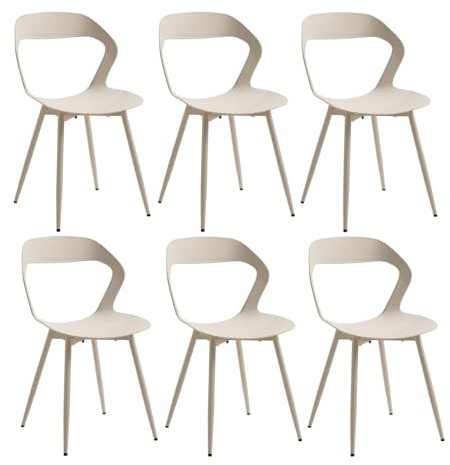 JZGORC Set di 6 Sedie da Pranzo Moderno, Sedie da Cucina, con Gambe in Metallo Sedia e Grande Design Dello Schienale Cavo, Adatto Per Soggiorno e Sala da Pranzo - Kaki + Kaki