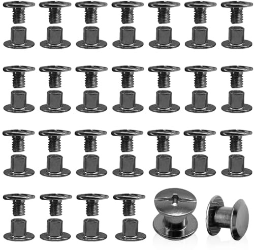 Hocansen 100 st/50 set svarta bindande skruvar metallskruv Chicago skruvar för bokdekoration och bindning (Gunmetal/M5x5 mm)