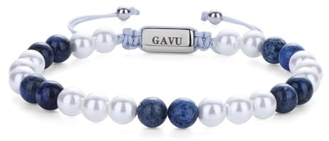 GAVU Bracciale Perle da Uomo, Bracciale da Uomo Dumortierite Pietra Naturale