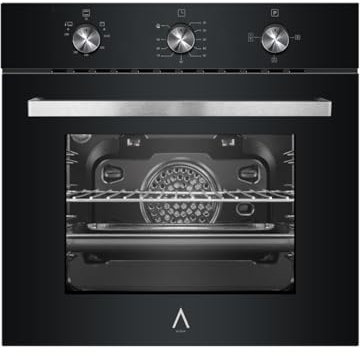 ALPHA Horno de Gas NEPTUNO ELITE GAS Cristal Negro. Encendido Automático, Termostato, Ventilador y Reloj. *Alta Gama*