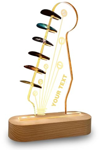 JLSKCN Porta Plettri per Chitarra Personalizzato, Personalizzabile Testo, in Acrilico, con Luce Luminosa in 7 Colori per la Conservazione dei Plettri, Regalo per Chitarristi e Amanti Della Musica