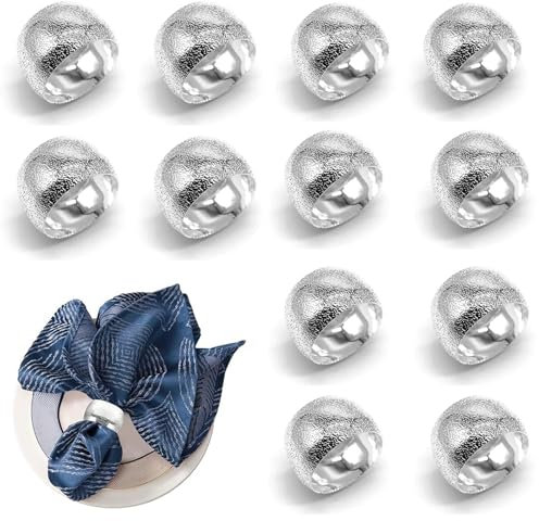 Yuaiosn 12 Pezzi Anelli Portatovagliolo, Silver Metallo Anelli di Tovagliolo, Tovaglioli Fibbia, Anelli di Tovagliolo da Tavola, per Matrimonio, Festival, Compleanni, Decorazione della Tavola