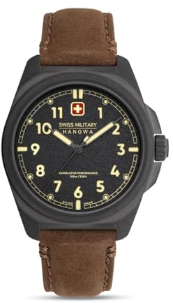 Swiss Military Hanowa Orologio Analogico al Quarzo Svizzero Uomo con Cinturino in Pelle SMWGA0003940
