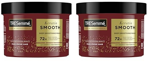 TRESemmé Keratin Smooth Maschera Anti-Crespo, Per Capelli Lisci, Capelli Lucenti e Morbidi, Azione Anti-Crespo Fino a 72 Ore, Con Cheratina Idrolizzata e Olio di Marula, 2x 440ml