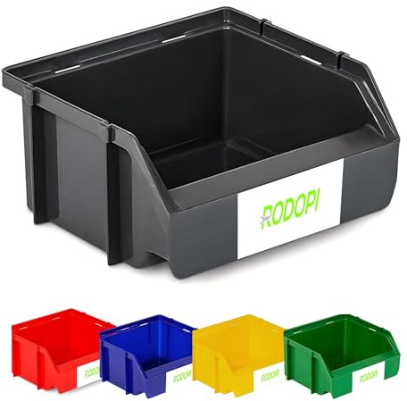 RODOPI 96er Set Stapelboxen, Größe XS | Sichtlagerkästen 90x102x50mm mit Beschriftungsfeld | Robuste Lagerboxen für Kleinteile in Blau| Sortierkisten für Werkstatt, Garage & Hobby