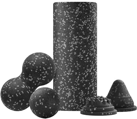 Krmoau Juego de rodillos de fascia, set de ejercicios para entrenamiento de piernas, dispositivo de fitness portátil con amortiguación para entrenamiento, adultos, deportistas, espalda, gimnasio