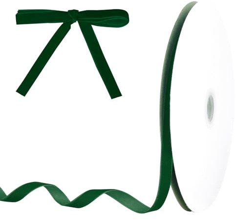Cinta Terciopelo,1cm X 22m Cinta De Terciopelo Para Regalos Y Lazos | Ideal Para Manualidades, Navidad, San Valentín Y Decoración（Verde oscuro）