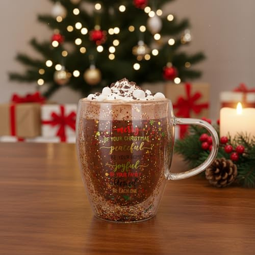 KASANOVA Tazza mug vetro borosilicato natalizia glitter 300 ml