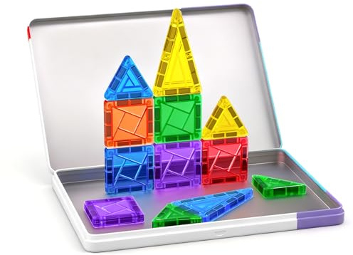 WOOBLO 63PCS Mini Bloques Construccion Magneticas Niños Juguetes Viaje para Niños Niñas 3 4 5 6 7+ Años Creativo Educativos Magnetic Tiles Juego Magnetico Regalo Juegos Cumpleaños Navidad Comodidad