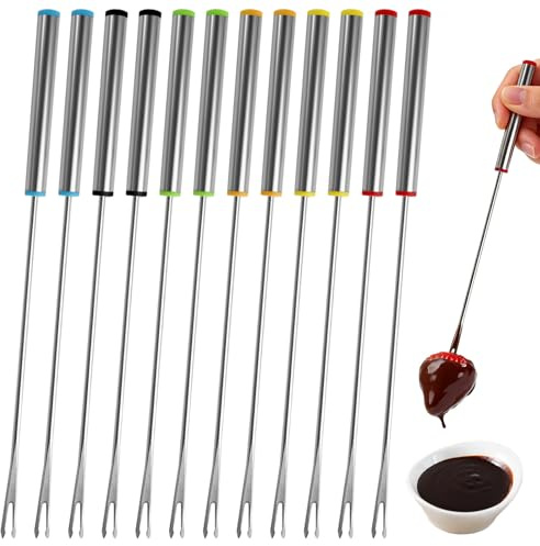 12 Pièces Fourchettes à Fondue en Acier Inoxydable, 24 cm Pique a Fondue