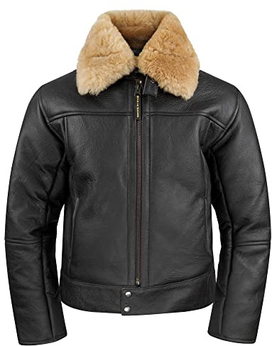 Noble House Stuka Mocca herr flygarjacka läderjacka fårskinn, Mocka, 5XL