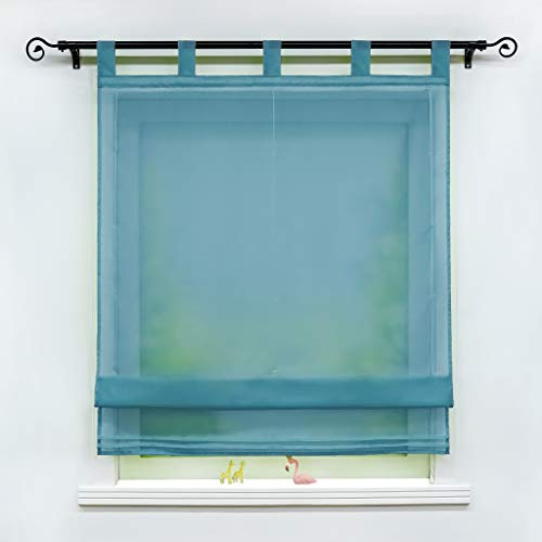 Tenda a pacchetto in voile con passanti Sophia, trasparente, con pieghe decorative, 1 pezzo, Poliestere, Blu, BxH 60x155cm
