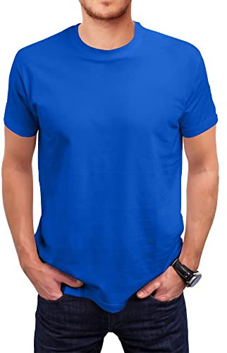 Love My Fashions Men's Round Neck Short Sleeves Plain T-Shirt Royal Blue