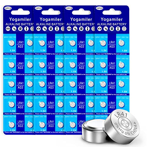 Yogamiler 40-Pack LR41 AG3 392 192 SR41 384 736 L736F Battery 1.5V Button Cell Batteries