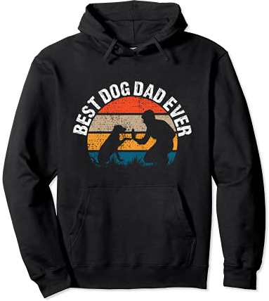 Vintage Best Dog Dad Ever Retro Fist Pump Puppy Doggy Pullover Hoodie