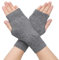 ZLYC Winter Wolle Halbfinger Handschuhe Stricken Fingerlose Armwärmer (Uni Grau)