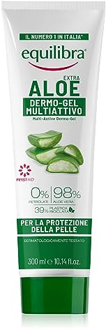 equilibra Corpo, Aloe Dermo-Gel, Gel Lenitivo a Base di Aloe Vera, Crema Corpo per Arrossamenti, Sollievo Dopo Sole, Post Depilazione o Rasatura, Rossori Gengive, Piedi Stanchi, 300 ml