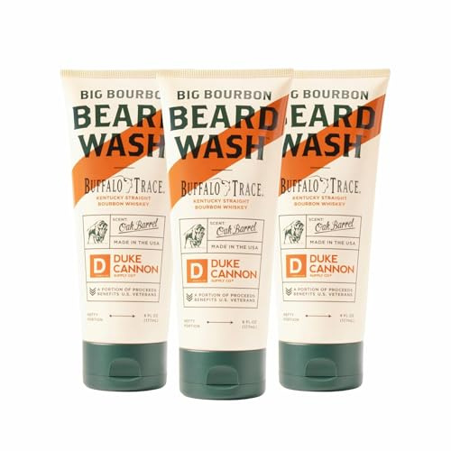 Duke Cannon Big Bourbon Beard Wash for Men, Oak Barrel, 6 fl oz, 3 Pack