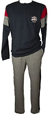 RAGNO Pigiama Uomo Interlock Caldo Cotone Invernale Manica Lunga Collo Serafino Pantalone e Maglia con Polsini Articolo U550N1, 139F Fantasia Notte, 52