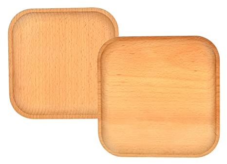ZOOMPIL Bandeja Iegno rectangular, bandeja rectangular de madera de bambú, bandeja de madera para colocar tartas, tazas, café, postres (2 unidades)