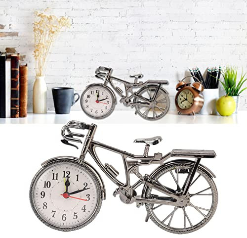 Jiawu Reloj de Escritorio, Reloj de Mesa de Bicicleta Vintage, Reloj de Escritorio de Metal, Lindo Reloj de Repisa Decorativo, Bicicleta Antigua de Metal para la Decoración de su Hogar