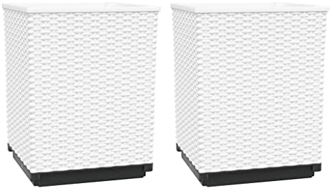 vidaXL Odlingslådor 2 st vit 30x30x37 cm polypropylen, odlingslådor, hög odlingslåda, upphöjd odlingslåda, blomlådor, höga odlingslådor