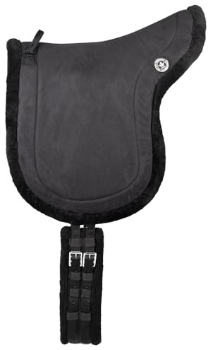 PFIFF 103004 Bareback Pad, Cuscino da Equitazione Senza Albero, in Finta Pelle Scamosciata e Pelliccia Sintetica, Cuscino per Sella, Colore Nero