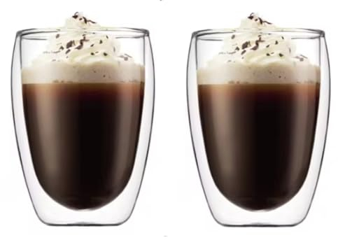 Lot de 2 verres isothermes à double paroi pour latte macchiato, cocktail, café, thé, 350 ml