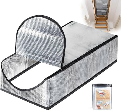 SUPAWAY Roof Hatch Insulation Loft Stairs Insulation Cover Loft Cover Thermal Insulation Air Cushion Aluminium Foil Fireproof Waterproof for Extendable Stairs, Garden Ladder, 138 x 63.5 x 28 cm