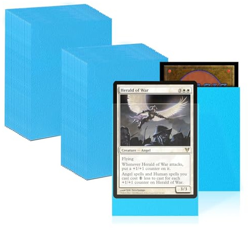 Standard Soft Card Sleeves, 66 x 91mm Clear Frosted Trading Card Sleeves, Light Blue (100 Pack)