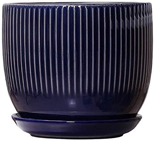 For Zimmerpflanzen, rosafarbener Blumentopf aus Keramik, for Wohnzimmer und Büro, Blumentopf aus Keramik, zylindrische Blumentöpfe aus Keramik mit Abflussloch und Blumentöpfen (Farbe: Blau, Größe: XL)