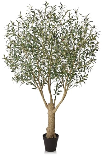 VeriNatural Olive Tree Artificial 7FT Tall - UV Resistant Faux Olive Trees with Strong Trunk for Outdoor - Large Potted Silk Fake Plant for Indoor Home Living Room Office Patio Decor, VN160