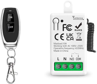 Tedeligo 433Mhz AC 220V 1Canal Interruptor De Control Remoto Inalámbrico Módulo Receptor De Rele RF Con 1 Transmisore, Controlador De Contacto Seco Pasivo, Para Sistema De Puerta De Garaje Iluminación