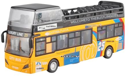 Milageto Giocattolo in Autobus a Due Piani a Doppio Decker con luci e Suoni in Autobus Città Tira Indietro per Ragazze Regalo per Il Compleanno, Giallo