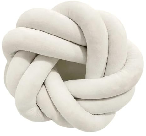 MZSKLW Cuscino con nodo, comodo e carino, decorazione per camera da letto, sala giochi, cuscino intrecciato a mano, morbido cuscino con nodo per letto, soggiorno, cuscino da pavimento (bianco)