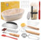 Clheatky Cesta de Fermentación para Pan 25cm Ovalado, 11 Piezas Kit Completo de Panadero, Banetones de Caña Natural, Cesta para Pan de Masa Madre para Principiantes y Experimentados