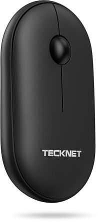 TECKNET Bluetooth Maus, Maus Kabellos (DREI Modi: BT 5.0/3.0 + 2.4G), Optische Leise Funkmaus mit USB-A-Empfänger, Easy-Switch für Laptop PC Computer, Mac OS, Android, Windows, Schwarz