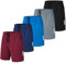 kuzwufs Sporthose Kurze Herren 5er Pack Gym Fitness Hosen Kurze Dry Fit Sommer Lauf Shorts für Männer Workout Training Basketball Funktionsshorts mit Taschen Schwarz/Grau/Navy/Blau/Rot-XL
