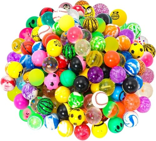 EOGRFW 100 pezzi Flummies per bambini, 25 mm, palline di gomma colorate, palline per saltare, per il compleanno dei bambini, bomboniere, premi in classe
